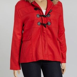 Nearly New Yoki Red Toggle/Zipper Wool Blend Coat 2XL